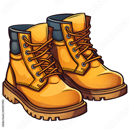 cartoon clipart of Work Boots, tool clipart, construction worker tools, transparent background, isolated on transparent background photo