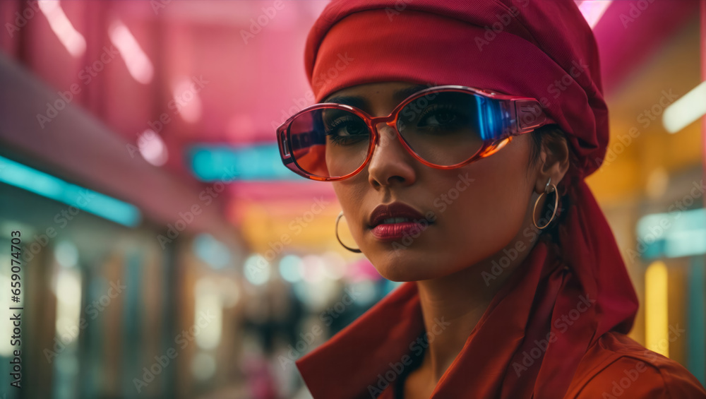 Portrait einer Frau vor phantasievollem Hintergrund, gen AI. Portrait einer Frau vor phantasievollem Hintergrund, gen AI.