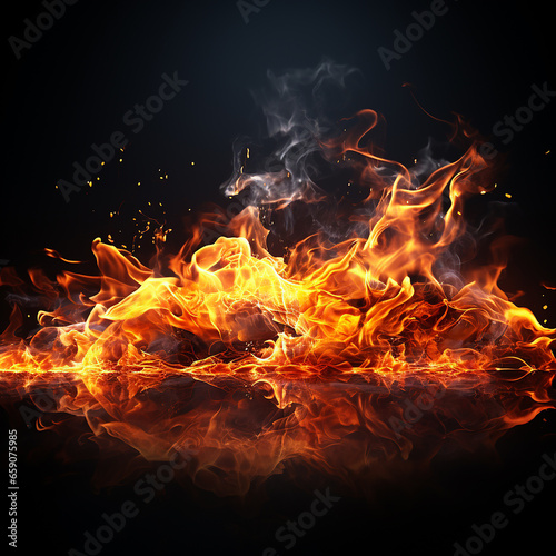 Fire , Flame has burn on the black background, 