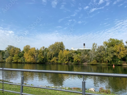 The northern bank of the river Main in Frankfurt - Schwanheim in early autumn