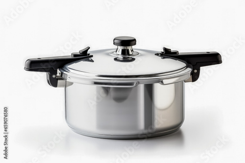 Double valve pressure cooker isolated on White background : compact and versatile kitchen essential 