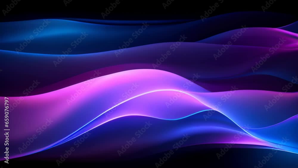 Blue wireframe sound waves, visualization of frequency signals audio wavelengths, conceptual futuristic technology waveform on black background, Generative AI