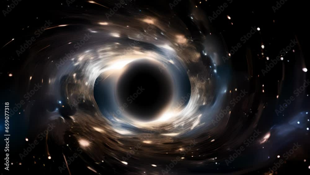 Black Hole and Event Horizon in center of a galaxy in outer space, Time