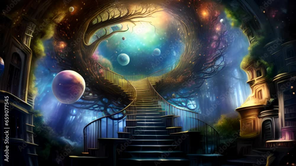 Stairway to Imagination, Learning, and Wonder: An Interstellar Portal, Animation, Generative AI