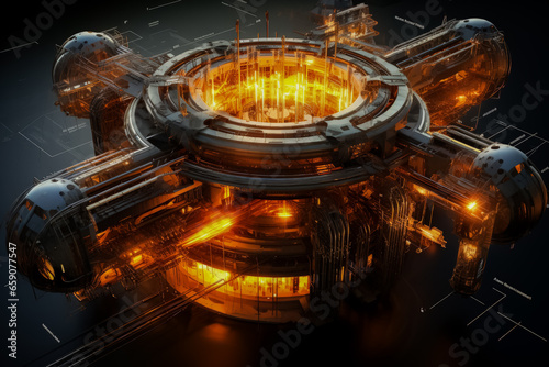 Conceptual fusion reactor summarized in 10 words: Advanced energy device that achieves controlled nuclear fusion reactions  photo