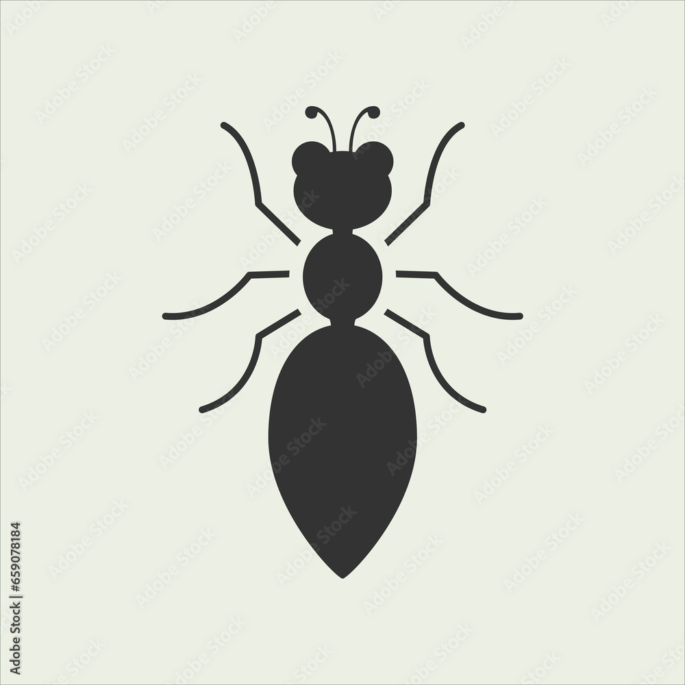 Black and white insect icon ant Black and white insect icon ant