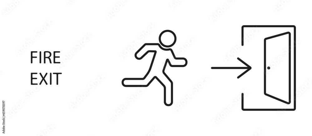 sign indicating the immediate exit. emergency aid idea. sign indicating the immediate exit. emergency aid idea.