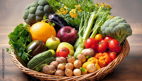 Fresh vegetables  in basket. Healthy food. 