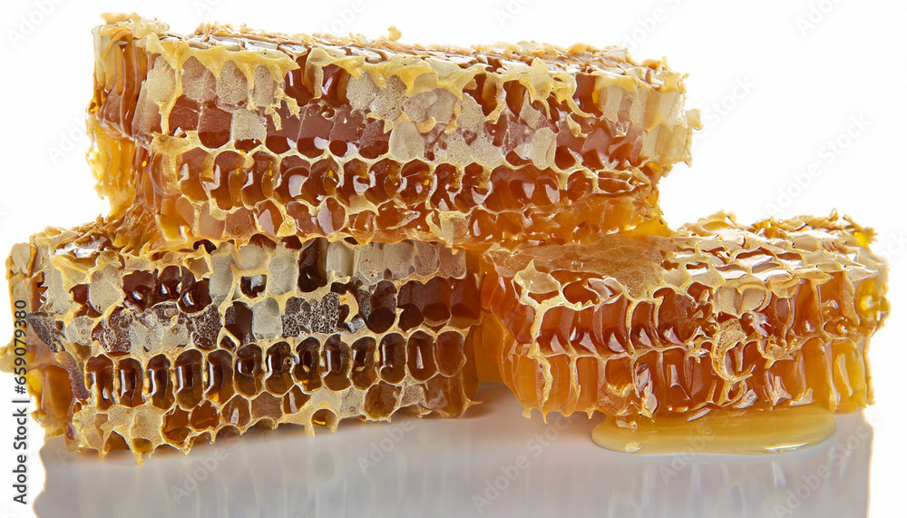 Honey and honeycomb on the white background. Honey and honeycomb on the white background.