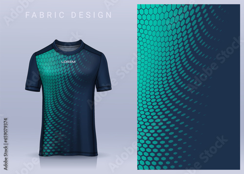 Fabric textile design for Sport t-shirt, Soccer jersey mockup for football club. uniform front view.	