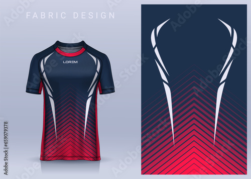 Fabric textile design for Sport t-shirt, Soccer jersey mockup for football club. uniform front view.	