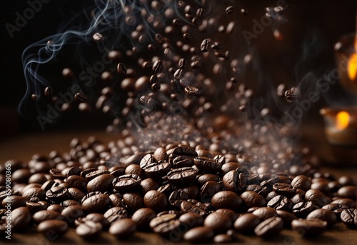 close-up roasted coffee beans background, AI Generative
