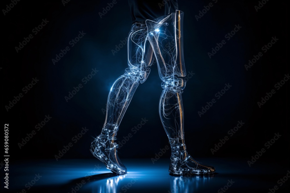 Bionic prosthetic leg. Cybernetic technologies in prosthetics. Leg prosthesis.
Bionic prosthetic leg. Cybernetic technologies in prosthetics. Leg prosthesis.
