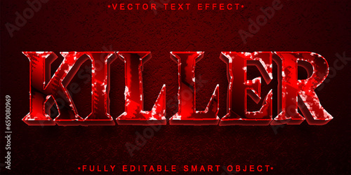 Red Horror Killer Vector Fully Editable Smart Object Text Effect