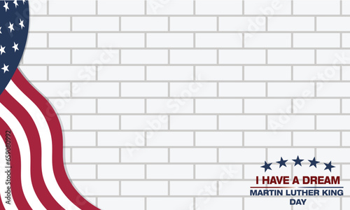 Martin Luther King Day Background with American Flag and Copy Space Area for Content with that Theme