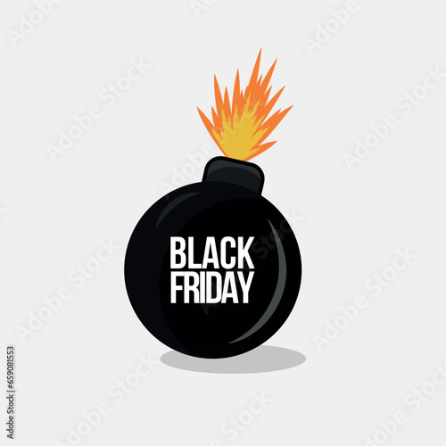 Black friday bomb sale poster vector template for poster, banner and web promotion.
