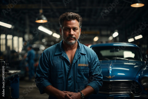 portrait of a mechanic in car repair shop