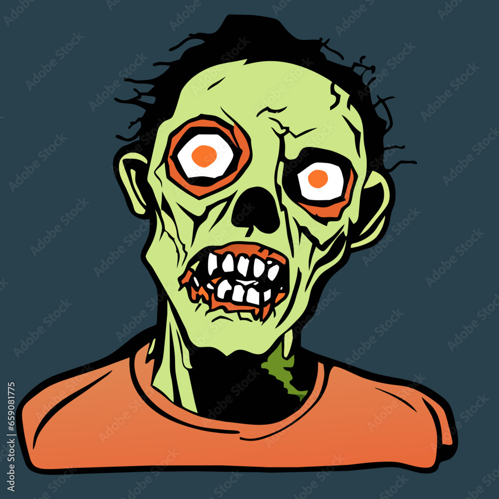 An adorable zombie cartoon character for Halloween festival. Vector