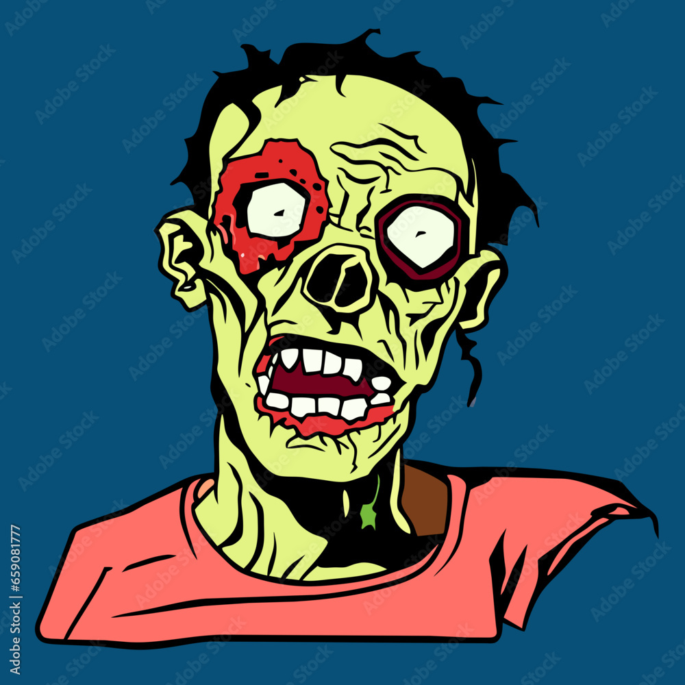 An adorable zombie cartoon character for Halloween festival. Vector