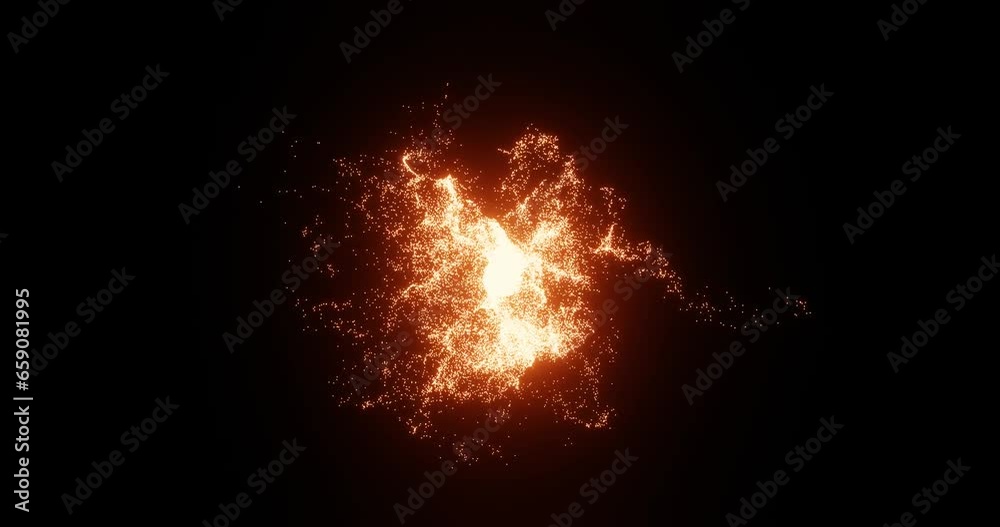 Particles Plasma and flame bright glowing with an abstract ring on transparent background