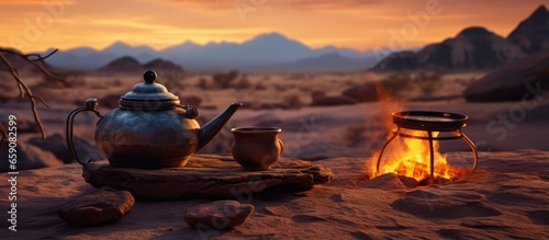 Teapot tea fire desert beautiful background