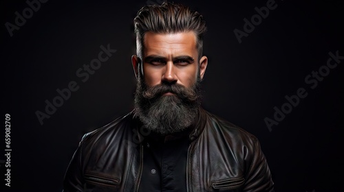 Suave and Stylish Masculine Model with Lush Beard and Hair.His confident and modern style makes him the ideal model for your hair and mustache product advertisement