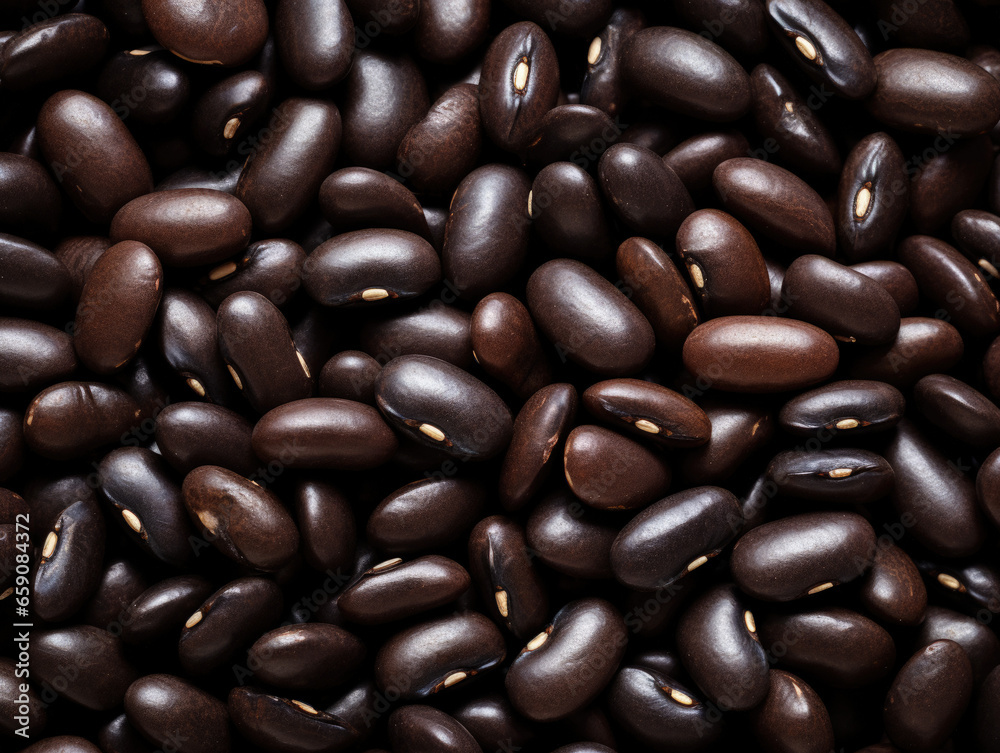 A close-up view of a substantial pile of black or dark brown beans, showcasing their texture.Generative AI A close-up view of a substantial pile of black or dark brown beans, showcasing their texture.Generative AI