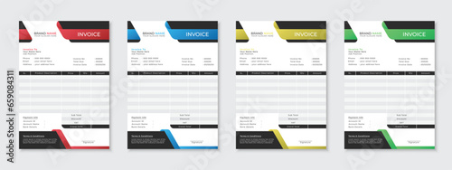 Modern professional creative invoice design template, minimal corporate business bill form, price list, cash memo, payment receipt vector set bundle, editable stationery one page agreement design