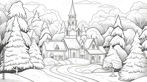Black and white doodle christmas coloring book