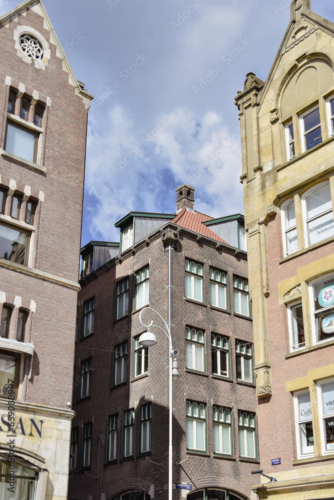 Fototapeta premium old town buildings, streets crossing, geometry with tenement houses