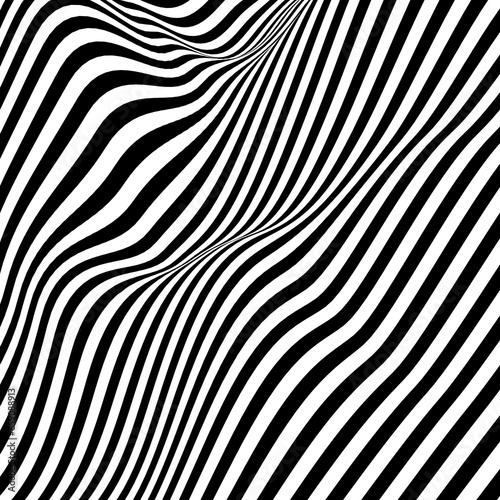 Abstract modern black and white bent stripes zebra background pattern isolated on white background © Shawn Hempel