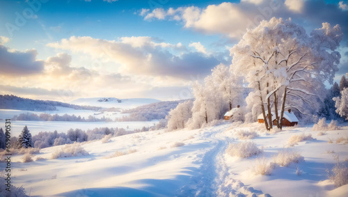 Scenic Snowy Winter Landscape of Stunning Beauty