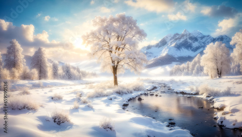 Scenic Snowy Winter Landscape of Stunning Beauty