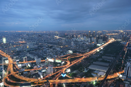view of the city of Bangkok at night