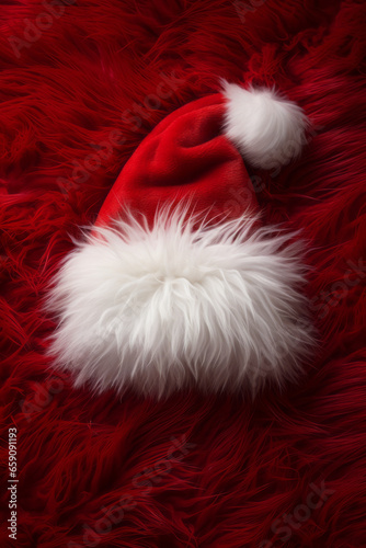 christmas santa claus hat capturing holiday spirit, winter's cozy warmth in festive red and white, generative ai.