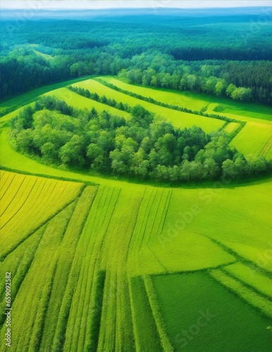 top view of fields and forests illustration