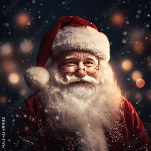 Happy Santa Claus, he is happy because he is going to deliver Christmas gifts, image created with artificial intelligence   © Peludis