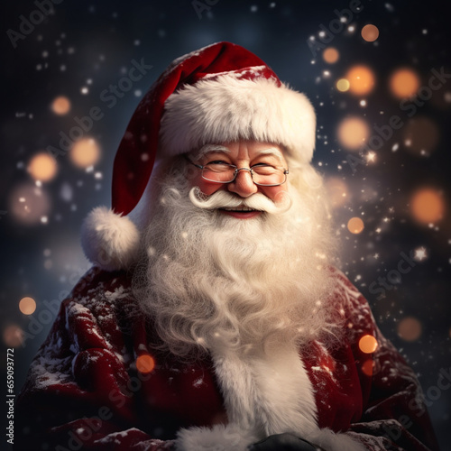 Happy Santa Claus, he is happy because he is going to deliver Christmas gifts, image created with artificial intelligence © Peludis