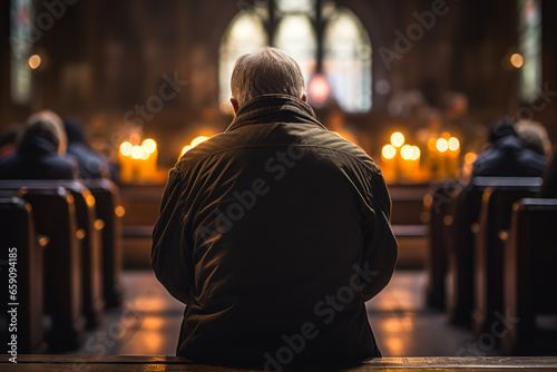 man at confession in church generative ai