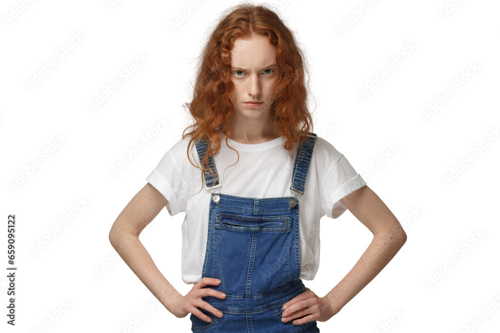 Angry redhead girl, evil young ginger woman looking at camera with anger Angry redhead girl, evil young ginger woman looking at camera with anger