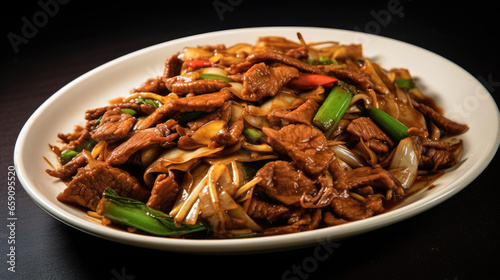 Beef kway teow Singaporean noodle dish