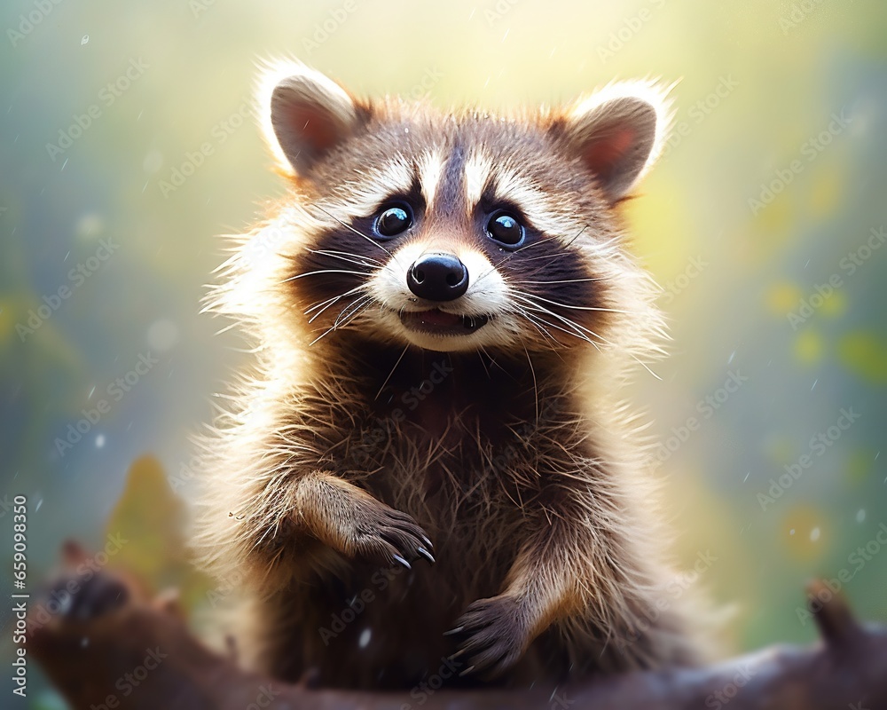 The cartoon raccoon pnting is adorable.