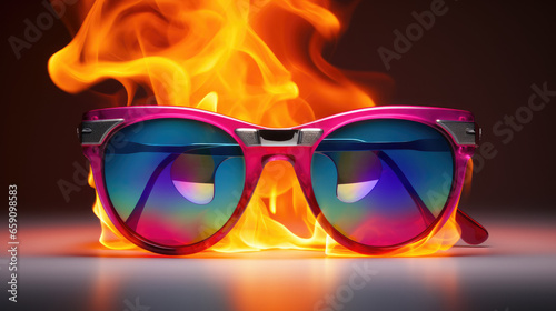 pink sunglasses on fire
