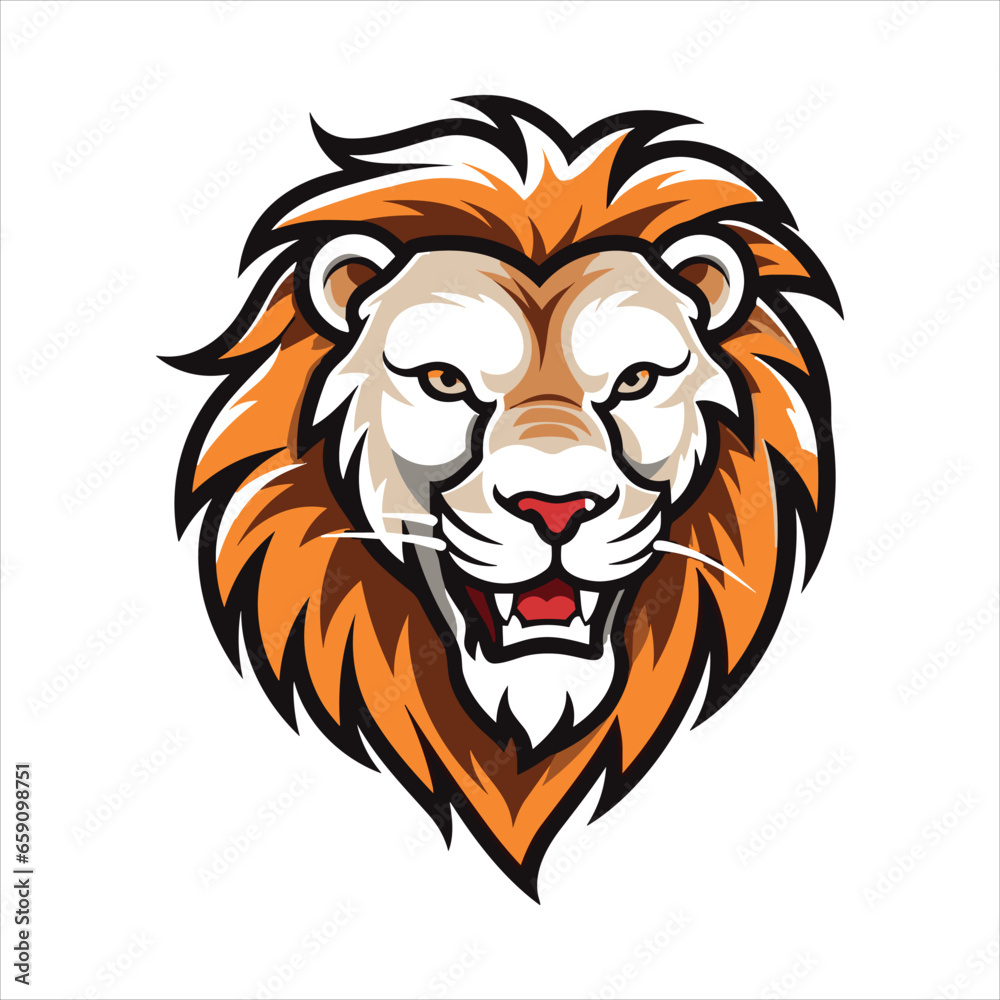 Vector Lion mascot logo template with whit background