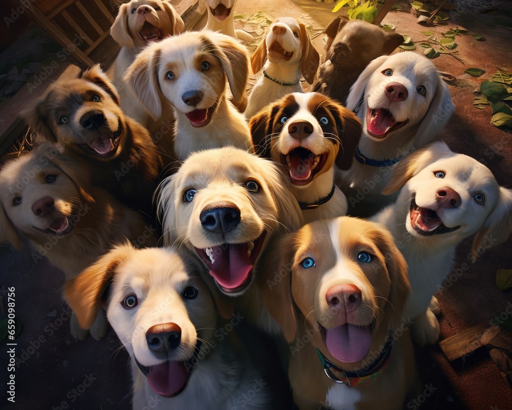pack of puppies take selfies. pack of puppies take selfies.