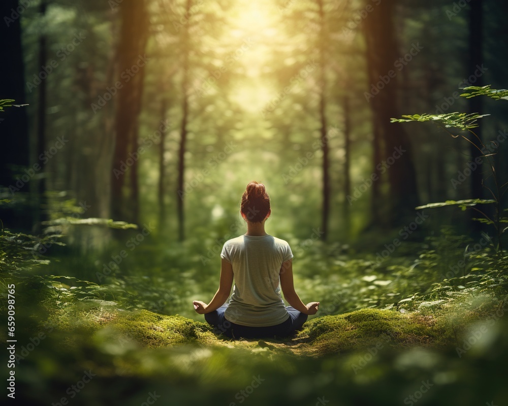 Relaxes and Meditates in the Middle of the Forest. Relaxes and Meditates in the Middle of the Forest.
