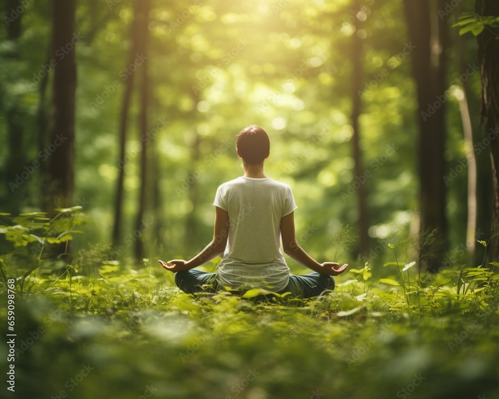 Relaxes and Meditates in the Middle of the Forest. Relaxes and Meditates in the Middle of the Forest.