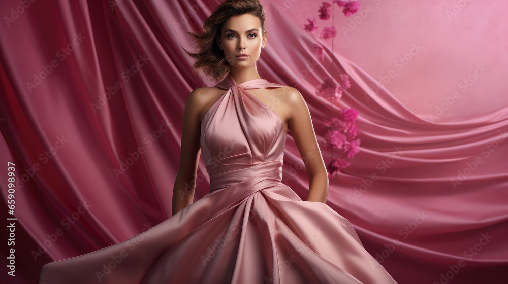 woman in pink dress