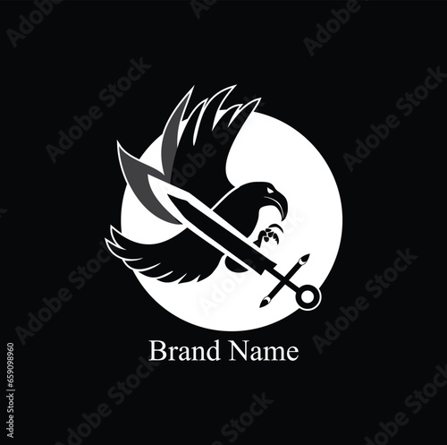 bird and sword logo concept