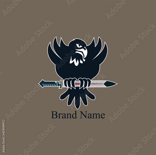 bird and sword logo concept